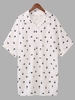 Casual Short Sleeve V-Neck Character Printed Loose Women Shirt