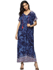 Casual Short Sleeves Blue Printed Maxi Dresses