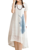 Casual Short Sleeves O-neck Ink Printed Dresses