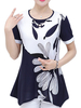 Casual Short Sleeves Printed Chiffon T-shirts For Women
