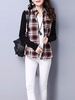 Casual Silmming Female Turn Down Collar Thick Plaid Shirt