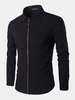 Casual Simple Band Collar Zipper Up Slim Designer Shirts for Men