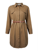 Casual Single Breasted Solid Lapel Long Sleeve Trench Coat With Belt