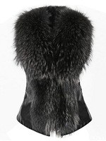 Casual Sleeveless Slim Bow Faux Fur Thick Vest Coat