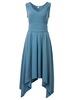 Casual Sleeveless V Neck High Waist Irregular Dress