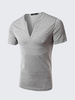 Casual Slim Fit Simple Style Cotton Solid Color Short Sleeve V-Neck T-Shirt For Men