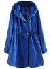 Casual Slim Plus Size Drawstring Solid Button Long Sleeve Hood Jacket