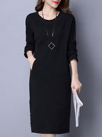 Casual Soft Charming Solid Color High Waist Slim Women Dress