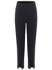 Casual Solid Black Elastic Slim Slit Hem Women Leggings