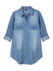 Casual Solid Button Pocket Denim Thin Shirt For Women