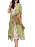 Casual Solid Button Two-Piece Dress For Women