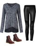 Casual Solid Color Irregular Hem V Neck Long Sleeve T-Shirt For Women