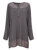 Casual Solid Color Net Yarn V Neck Button Blouse For Women