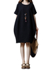 Casual Solid Color O-neck Vintage Dresses For Women