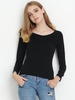 Casual Solid Color V-neck Long Sleeve T-shirt For Women