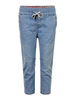 Casual Solid Drawstring Elastic Waist Denim Capri Pants For Women