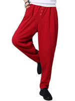 Casual Solid Elastic Waist Pocket Cotton Sports Harem Pants For Women