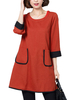 Casual Solid Half Sleeve Pocket Cotton Mini Dress For Women