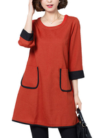 Casual Solid Half Sleeve Pocket Cotton Mini Dress For Women