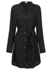 Casual Solid Lapel Button Mini Shirt Dress With Belt For Women