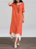 Casual Solid Lined Vintage Long Sleeve Women Maxi Dresses