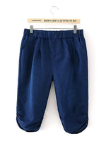 Casual Solid Loose Elastic Waist Denim Cropped Pants