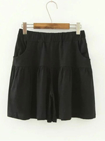 Casual Solid Loose Pocket Elastic Waist Mini Skirts