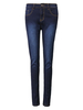 Casual Solid Mid-Waist Slim Denim Pencil Pants For Women