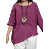 Casual Solid O-Neck Asymmetric Pullover T-Shirt For Women