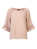 Casual Solid Ruffle Sleeve Hollow Out T-shirt For Women
