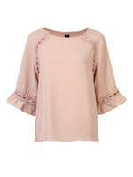 Casual Solid Ruffle Sleeve Hollow Out T-shirt For Women