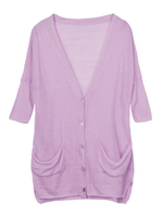 Casual Solid V-Neck Button Cardigan For Women