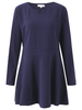 Casual Solid V-Neck Long Sleeve Pleated Mini Dress For Women