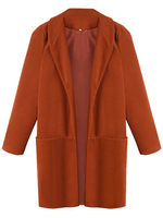 Casual Solid Woolen Lapel Turn Down Collar Outwear Coat