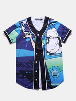 Casual Sport Fashion Printing Short Sleeve Baseball V Neck Dress Shirts for Men