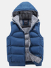 Casual Sport Solid Color Zipper Pockets Detachable Hood Waistcoat for Men