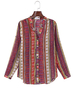 Casual Stand Collar Long Sleeve Women Printed Shirts