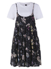 Casual Strap Floral Printed Chiffon Two-piece T-shirt Dress For Women