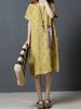Casual Strawberry Dog Pattern Short Sleeve O-neck Dress For Women