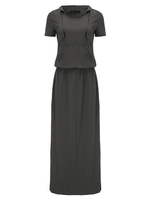 Casual Street Pocket Tunic Hooded Cotton Maxi Dress