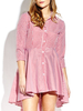 Casual Stripe A Line Long Sleeve Women Shirt Dress