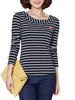 Casual Stripe Long Sleeve O Neck Women Cotton T-shirt