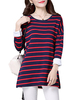 Casual Stripe O-Neck Long Sleeve Thicken Blouse For Women