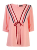 Casual Stripe Patchwork Bow-knot Chiffon Tops For Women