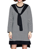 Casual Stripe Patchwork Tie High Low Mini Dress For Women