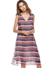Casual Stripe Sleeveless V-neck Loose Dress For Women
