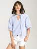 Casual Stripe Tie Loose Half Sleeve V-neck Blouse For Women