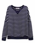 Casual Striped Long Sleeve Plus Size Loose T-shirt