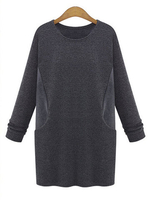 Casual Thick Cotton Bottom Long Sleeve Basic Dress