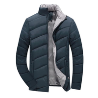Casual Thicken Warm Waterproof Solid Color Slim Fit Padded Jacket For Men